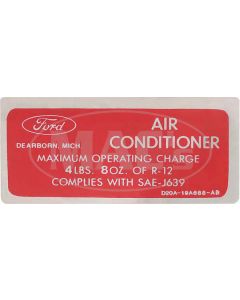Air Cond Charge Decal, Ranchero, Torino, 1972-1973