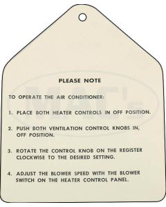 Air Conditioner Instruction Tag, Galaxie, 1960-1963