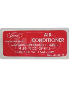 Air Cond Charge Decal (Red), Montego, 1972-1973