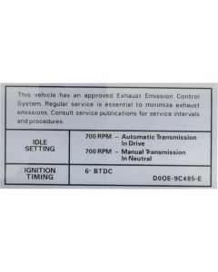 Emission Decal, 429-2V AT/MT (Before 10/1), Galaxie, 1970
