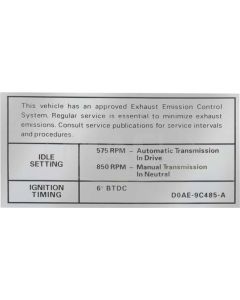Emission Decal, 351-2V AT/MT, (BEFORE 10-1), Fairlane, Ranchero, Torino, 1970