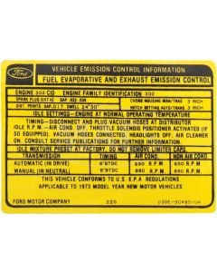 Emission Decal, 302-2V AT/MT, Montego, 1973