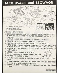 Jack Instruction Decal, Torino, 1974-1976