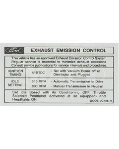 70 302-2V AT/MT Emission Decal (10/1 To 1/1)