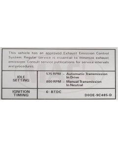 70 302-2V AT/MT Emission Decal (Before 10/1)
