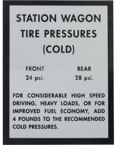 63/64 MERCURY STATION WAGON 63/64 MERCURY STATION WAGON TIREPRESSURE DECAL