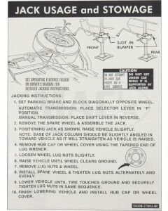Jack Instruction Decal, Montego, 1972