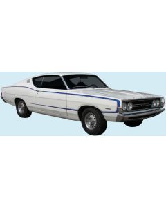 Ford Fairlane & Torino Body Side C Stripe Kit, Reflective, 1968