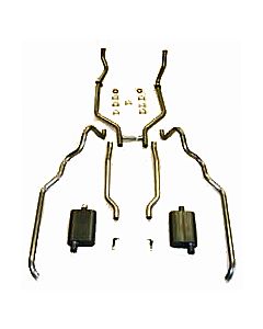 Full Size Ford Dual Exhaust System, Complete, Aluminized, "Quickflow" Mufflers, 352/390/427/428 FE, 2" Pipes, Hardtop, Sedan, 1963-1964