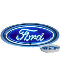 Neon Sign, Ford Oval Design With Metal Surround