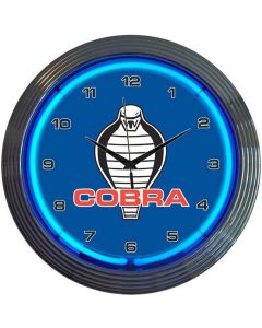 Ford Clock, Blue Neon, Snake With Cobra Lettering