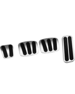 Lokar Billet Aluminum Pedal Pads, Polished/Brushed, Bronco,1966-1977