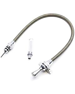 Lokar Flexible Transmission Dipstick, Braided Stainless Steel, Firewall Mounted, Ford C4/C6/FMX/AOD Transmissions