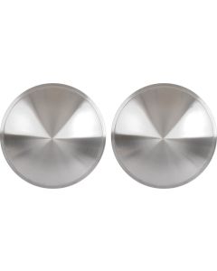 13" Brushed Aluminum Look Stainless Steel Full Moon Style Wheel Cover Set, 2 Pieces