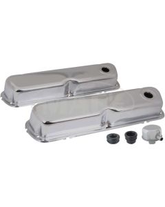 Valve Covers, Chrome, 260, 289 & 302, V8, With Oil Filler Cap With Tube