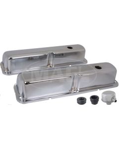 Valve Covers, Chrome, 390, 427 & 428, V8, With Oil Cap With Tube