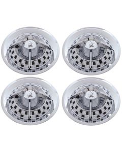 Wheel Cover Set, 'Spider' Black And White Style, Chrome, For 14'' Steel Wheels