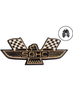 Ford Galaxie Fender Emblem, SOHC Bird, Black & Gold, 1962-1964