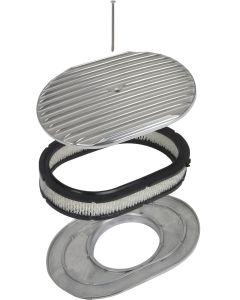Polished Aluminum 12" Oval Finned Air Cleaner Assembly with Elembent