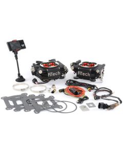 FiTech Fuel Injection System 2X4 1200 HP Kit With Power Adder, Matte Black Finish, 30064