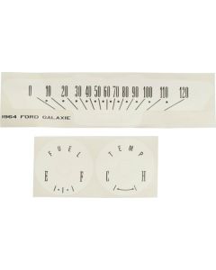 Ford Galaxie White Face Gauge Overlay, 1964