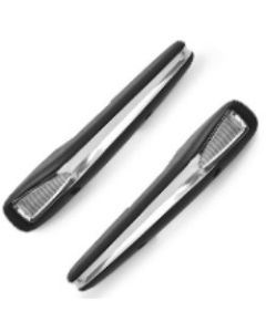 Arm Rest Pad, Deluxe With Stainless Steel Trim, Black, Pair, 1963-1964