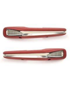 Arm Rest Pad, Deluxe With Stainless Steel Trim, Red, Pair, 1964-1965