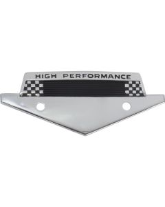 Custom Fender Emblem - High Performance - Chrome With A Black Painted Checkered Flag Effect - Fits Behind The 289 Or 302V Emblem