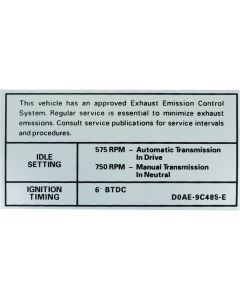 Emission Decal, 351-2V AT/MT, (Before 10/1), Galaxie, 1970