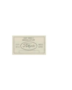 Voltage Regulator Decal, Silver, Galaxie, 1962-1963