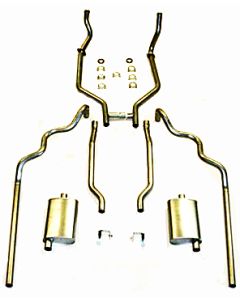 Full Size Ford Dual Exhaust System, Complete, Aluminized, Turbo Mufflers, 352/390/427/428 FE, 2" Pipes, Hardtop, Sedan, 1963-1964