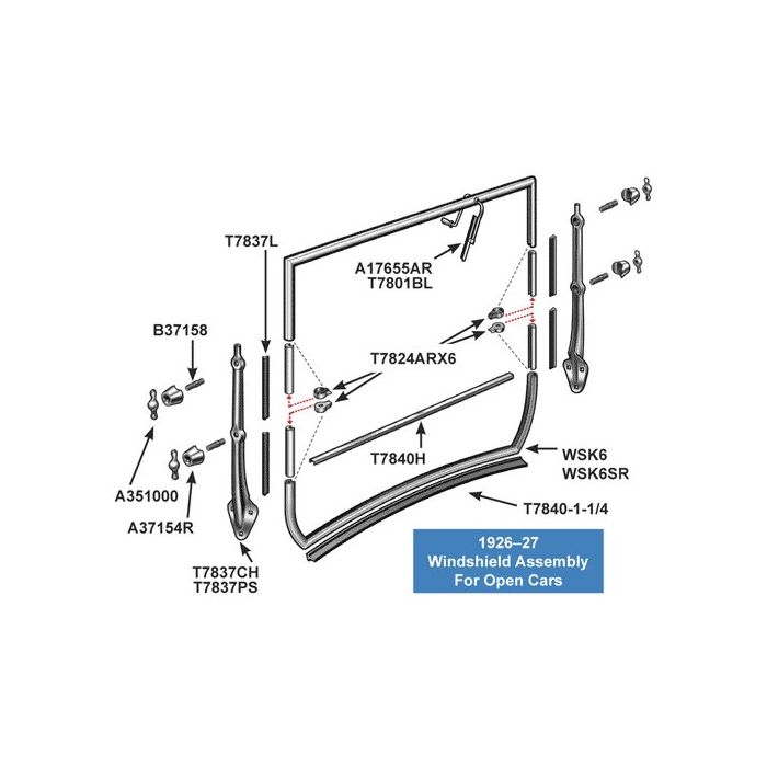 Eckler's Steel Windshield Frame/No Channel/26-27 | Ford